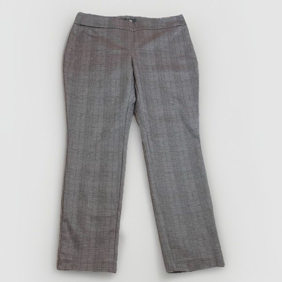 NWT Elegant Women's Gray Plaid Stretch Pull On Trousers sz 10 - Picture 1 of 11